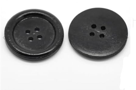 12 edle Holzknöpfe schwarz rund 30mm Vierlochknöpfe aus Holz 4-Loch zum aufnähen, nähen, basteln, runde Holzknöpfe - Mantelknöpfe Jackenknöpfe