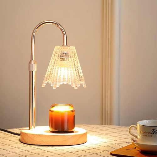 HONPHIER Dimbar Lampa För Växling av Värmeintensitet | Variabel intensitet, ljusvärmare, EU-kontakt, justerbar höjd, dekoration, gåva, trä, glas, stål