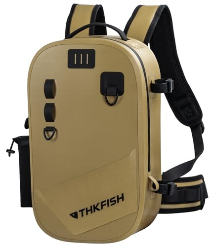 THKFISH IPX8 Waterproof Fishing Backpack with Rod Holder, Lightweight Fishing Sling Bag, Move Freely Fish Gifts for Men