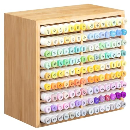 MsisieIve Organizador de Lápices de Bambú, Almacenamiento de Escritorio de Madera con 18 Compartimento para 126 Pinceles Artísticos, Soporte para Lápices