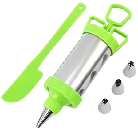 ZGXNYI Seringue à Garnir en Acier Inoxydable Stainless Steel Cookie Decorating Sets Biscuit Press Maker DIY Pastry Syringe Extruder Nozzles Kitchen Baking Tools Seringue à GâTeau(Green)