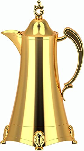 HAVVMK Cafetera de percolador Termo para Hotel Termo para Oficina Botella de Agua portátil de plástico Termo con Revestimiento de Vidrio Cafetera (Dorado)