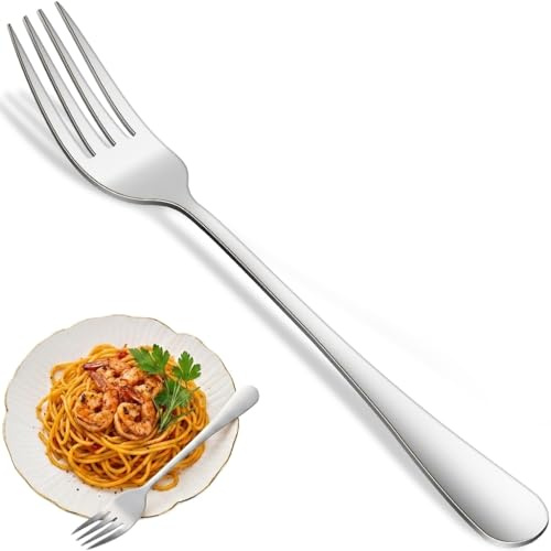 Forchette da tavola, 8 pezzi da 20,3 cm, in acciaio inox, lavabili in lavastoviglie, forchette per uso alimentare con lucidatura a specchio per casa, ristorante o hotel