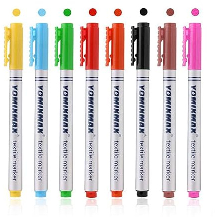 UZYXC 8 Pennarello Indelebile Multicolore,pennarelli per tessuti resistenti ai lavaggi,Pennarelli per Tessuti Indelebile,per Personalizzare Camicie, Borse, Cappelli, Tela e Tessuti