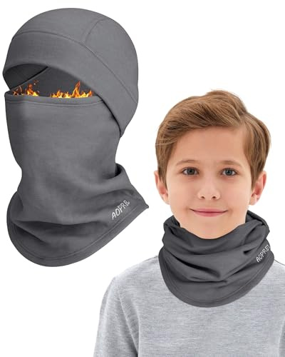 AOPREL Pasamontañas infantil de invierno, mezcla de lana modal, pasamontañas, pasamontañas, máscara de esquí, multifuncional, resistente al viento, máscara de tormenta, gorro con calentador de cuello