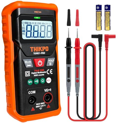 THIKPO Digital Multimeter 4000 Counts with NCV, Automotive Multimeter Tester for AC/DC Voltage, Resistance, Continuity with Backlight and LCD, Auto-Ranging Voltmeter with Manual Mode