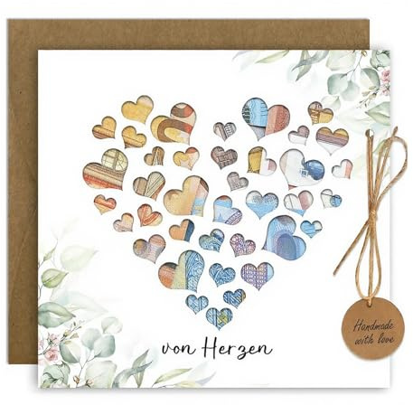Aohyue Tarjeta de Nacimiento, Regalos Personalizados para Bebés de Papel, Tarjeta de Felicitación para Nacimiento Niña y Niño, Tarjetas de Felicitación con Sobre (Corazón)