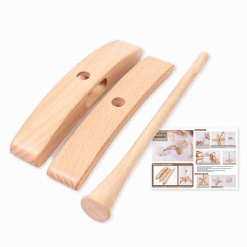 Turkish Drop Spindle - 15x15x19cm Detachable Cross, Wooden Hand Spinner 120g - Portable Yarn Tool for Roving Weaving and Crocheting Beginner Or Advanced Use