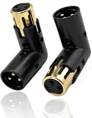 Set 2 Pezzi Adattatore XLR Regolabile a 90 Gradi Maschio su Femmina, Angolo Regolabile per Audio, Mixer, Strumenti Musicali, Guscio in Metallo Robusto, Adattatore Passante Perfetto per Studio e Palco