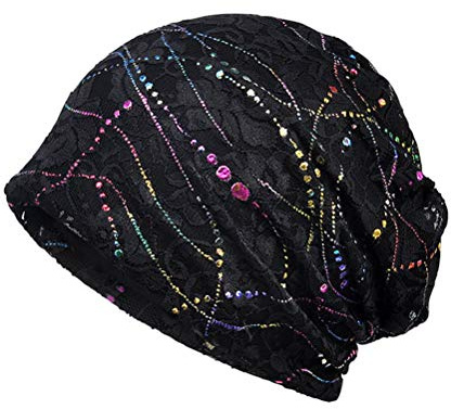 kuou Women's Chemo Turban Beanie Floral Lace Soft Slouchy Headwear Head Wraps Headwrap Chemotherapy & Hair Loss Hat, Multicoloured, One Size