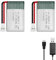 HAWK'S WORK 2 Stück 3.7V Lipo-Akku, 300 mAh Wiederaufladbarer Lithium-Polymer-Akku für RC-Flugzeug Hubschrauber Drohne Alle Modelle & Spielzeuge (XH2.54 Anschluss)