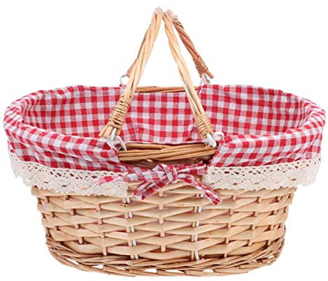 DOITOOL Panier de Pique- en Osier avec Shopping Panier D'épicerie Panier- Vide Panier de Rangement Tissé à La Main avec Poignée Pliante Saule Panier pour Halloween Stockage de