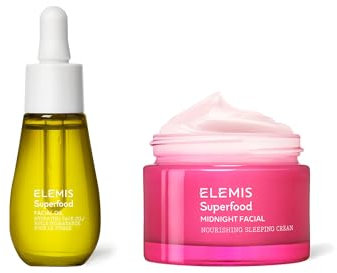 Elemis Superfood Facial Oil, Nourishing Face Oil Formulated with 9 Antioxidant-Rich Superfoods, 15 ml & Superfood Midnight Facial, Prebiotic Over Night Cream to Nourish, 50 ml