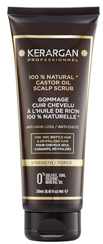Kerargan - Anti-Haarausfall Kopfhautpeeling mit Rizinusöl - Für eine gesunde Kopfhaut und revitalisierte Haare - Angereichert mit Mandelöl und Aloe Vera - Ohne Sulfate, GVO, Silikone - 250ml
