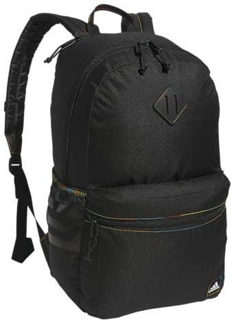 adidas 3-Stripe Classic Backpack for Men and Women, Bag with Laptop Sleeve, Black/Pulse Magenta Pink/Rainbow/5.0, One Size, 3-stripe Classic Backpack for Men and Women, Bag With Laptop Sleeve