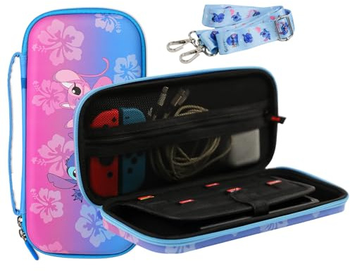 PERFECTSIGHT Niedliche Schutzhülle für Switch, Switch OLED, Switch Lite, Blau+Lila, Switch and Switch OLED, Koffer
