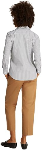 Tommy Hilfiger Donna Camicia Poplin Regular Fit, Multicolore (Classic Ithaca/Dark Night Navy), 50