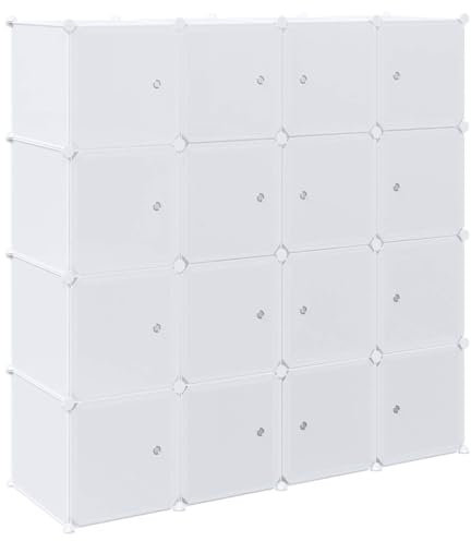 vidaXL Organizador de Cubos Almacenamiento 16 Cubos Varillas Colgar PP, Organizador de Almacenamiento de Cubos, Zapatero, Estante de plástico DIY con Puerta