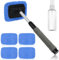 AMFUN Nettoyant pour Pare-Brise, Nettoyage Pare Brise Kit, 180° Extensible Brosse de Fenêtre de Nettoyage à Manche avec 5 Tampons Microfibres et 1 Vaporisateurs, pour Le Nettoyage des Vitres(Carré)