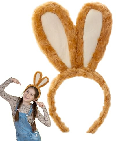 Doyomtoy Diadema de Conejito de Pascua, Diadema de Orejas de Conejo Diadema para Fiestas de Pascua para Fiesta Cosplay Accesorios Disfraces Carnaval Pascua (Marrón claro)