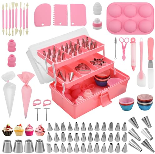 Cake Decorating Tools Supplies Kit: 236pcs Baking Accessories with Storage Case - Piping Bags and Icing Tips Set - Cupcake Cookie Frosting Fondant Bakery Set for Adults Beginners or Professional