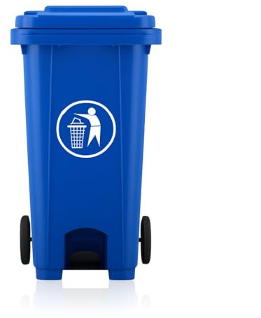 DUAS Outdoor Wheelie Bin Trash Can Large 100L & 120L EN840 Certified Rubbish Waste Dustbin with Lid, Rubber Wheels, and Steel Axle – Durable for Home Workplace and Commercial Use (Pedal Blue, 120L)