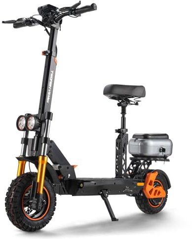 TWOFISH Monopattino Elettrico Adulto, Batteria 48V 18Ah Autonomia 55km Pneumatici All Terrain 11/10 Pollici Pieghevole, 3 Modalità Di Velocità LCD Display Carico 120 kg, V5 MAX