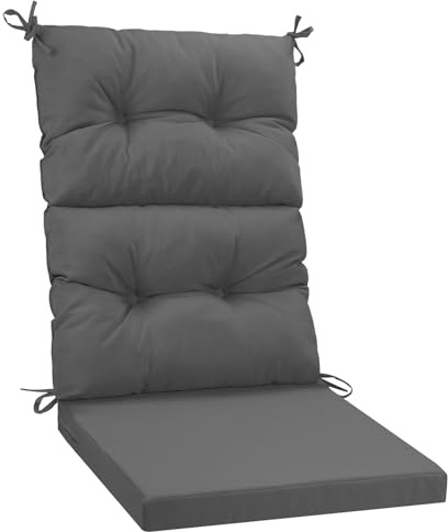 PRIMEPATIO Gartenstuhl-Auflagen Hochlehner Set – Bequeme Outdoor Sitzkissen für Gartenstühle & Klappstühle, Weiche Hochlehner Auflagen für Balkon, Terrasse & Gartenmöbel, Dunkelgrau