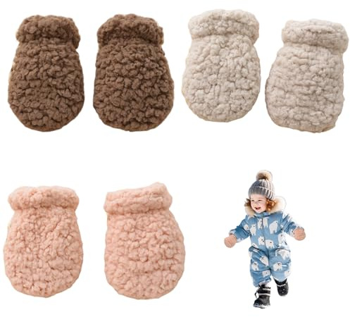 AZIDWERYQ Baby vantar vinter 3 par tjocka varma spädbarn vintervantar fleece spädbarn handskar för nyfödd baby pojke flicka 0-12 månader