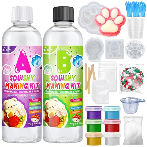 Kit de Silicona Líquida para Squishy - 500g relación AB 1:1 Goma de Silicona Súper Suave para Crear Squishies Perfectos, Kit de fabricación Squishy Gel, Squishy maker, Regalos Anti-Estrés Taba
