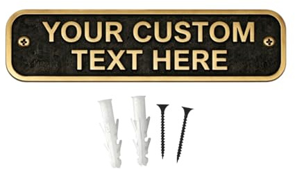 Custom Engraved Brass Name Plate with Black Background – Personalized Door Sign 22x5 cm – Custom Desk Plaque for Home, Office, Gift Display