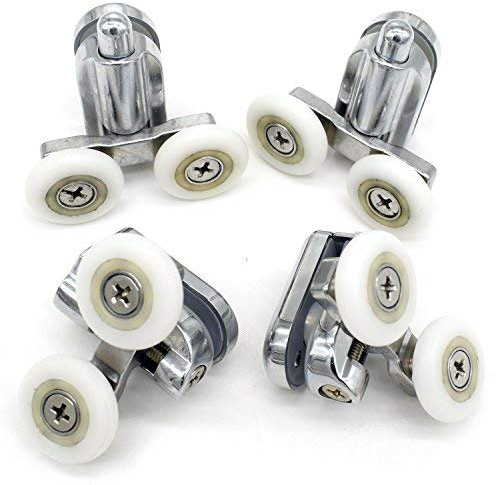 Shower Door Fixing Pulleys in Chrome - 2X Top & 2X Bottom - Fits Glass 4-6mm