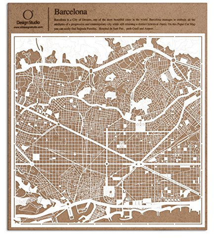Barcelona Utklipp av kartpapper Vit 30x30 cm Konstpapper