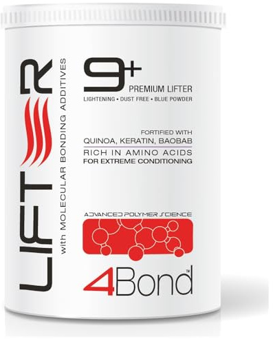 4BOND Premium Hair Bleach Powder Lightener | Blue Based Lightener | Up To 9 Levels Of Lift | Infused with Amino Acids, and Quinoa, Keratin and Baobab Proteins For Repairative Conditioning 16 Fl Oz