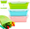 Lot de 3 boîtes de conservation pliables en silicone pour aliments - 1200 ml - Sacs de rangement en silicone inclus - Passe au congélateur, au four, au micro-ondes et au lave-vaisselle