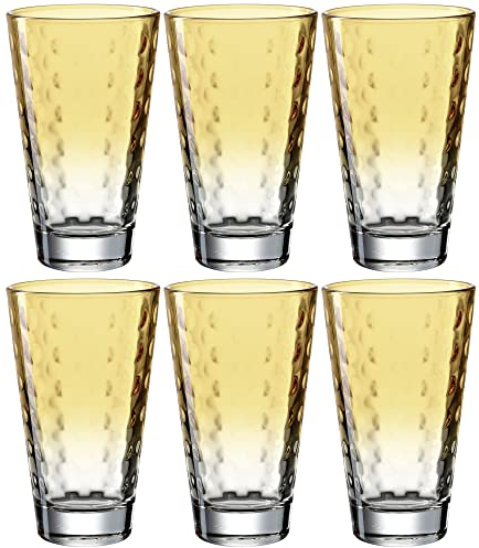 Leonardo Optic 025903 Lot de 6 verres à long drink, lavables au lave-vaisselle, en verre coloré, jaune, 300 ml