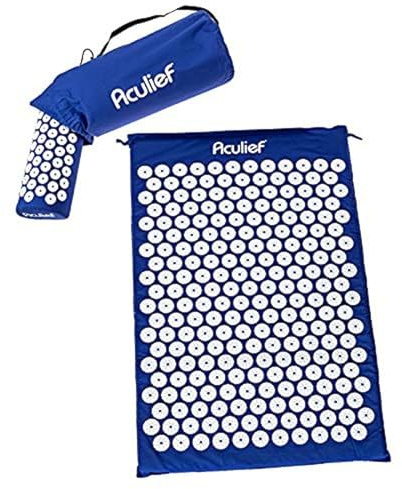Aculief - Acupressure Mat and Pillow - Massage Mat Set - Stress and Pain Relief and Relaxation for Total Body Use - at Home and On-The-Go Use - 7000 Acupressure Points (Dark Blue)
