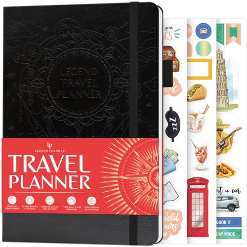 Legend Travel Planner, diario di viaggio per donne, uomini e coppie, diario di viaggio (nero)