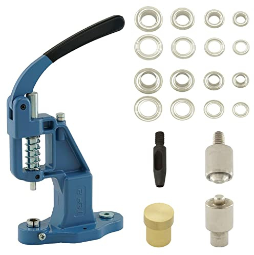 Getmore Crafts Ösenpresse Set mit Hebelpresse, Ösenwerkzeug und 50 Stück Ösen 10 mm, Silber, Edelstahl | Handpresse | Metallösen | DIY | für Stoff, Schuhe, Planen, Kleidung..