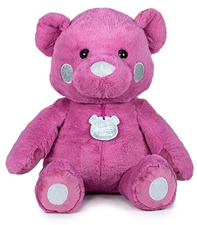 Famosa Softies 760022960 - Orsetto di peluche rosa con dettagli in argento, 54 cm, morbido e morbido, per ragazzi e ragazze dai 0 anni