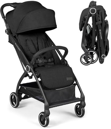 Ickle Bubba Aries Autofold Stroller - Feather-Light Design, Multi-Position Recline, and Handy Auto-Fold Mechanism, Large Seat from Birth to 22kg, UPF 50+ Hood, and Spacious Basket (Black)