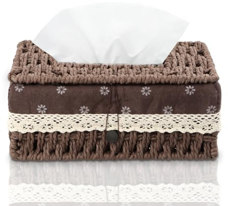 Dispensador de Pañuelos Rectangular, Caja de Pañuelos de Papel para Cocina, Baño, Oficina, Hotel, Coches 24x14x10cm (Café)