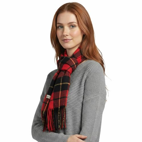 Basic Sense Women's Winter Scarf - Soft Faux Wool Tartan Plaid Neck Warmer, Red