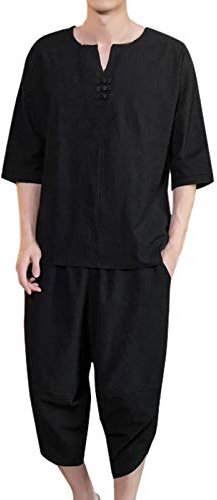 Herren Tang-Anzug Baumwolle und Leinen Chinesischer Kurzarm T-Shirt Hosen 2024 Casual Tai Chi Oberteil Chinesischen Freizeitanzug Teenager-Anzug Sommer Outfit Festival Outfit