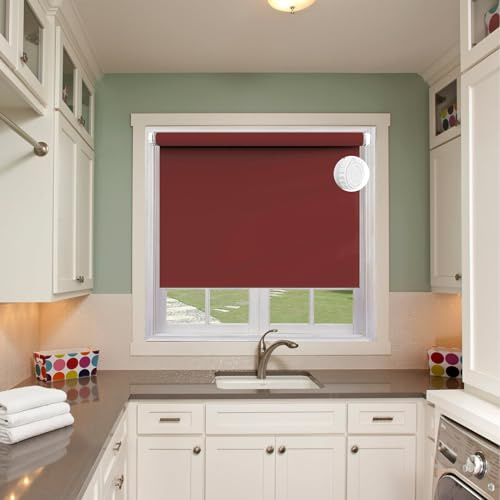 Easy Fit - Tenda a rullo filtrante per la luce, 85 x 220 cm, per bagno e ufficio, isolante, protezione UV, sicura per bambini, colore vino rosso