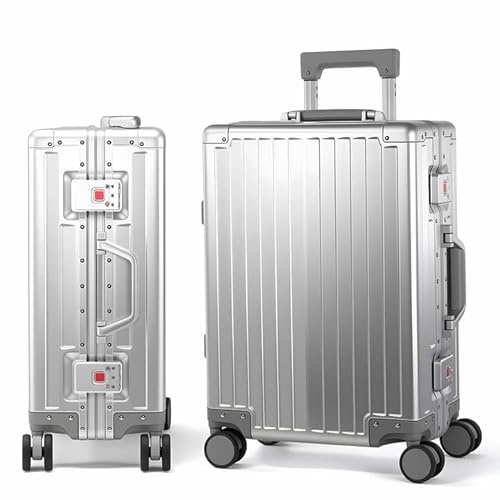 VentureVault All Aluminum Zipperless Carry On Luggage, 20 Inch, Silver