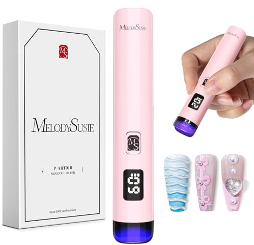 MelodySusie Lampe UV Ongles Gel, Mini Rechargeable Lampe UV Sèche Ongles avec 2 Minuteries, Séchage Rapide, Lampe à Ongles Professionnel avec Affichage LED à Capteur Automatique (rose)