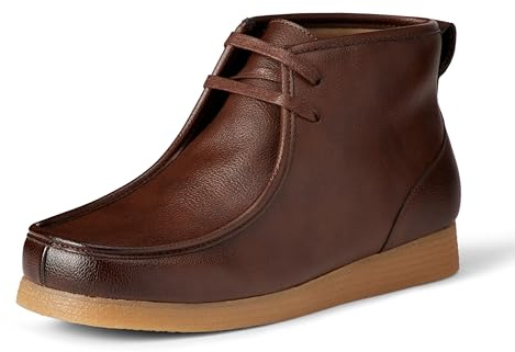 Amazon Essentials Botas Chukka Con Puntera Moc Hombre, Marrón Oscuro Cuero de Imitación, 41.5 EU