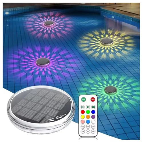 maolo Lampada LED Solare Galleggiante RGB per Piscina – IP67 Impermeabile, con Telecomando, Multicolore, Ricarica Solare, Effetti Luce per Giardino, Stagno, Fontana, Feste ed Eventi