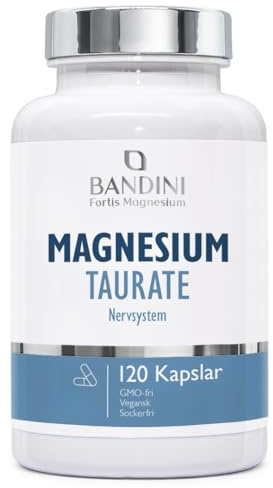 Bandini® Magnesiumtaurat 2000mg per portion | 120 veganska kapslar | | Hög styrka och renhet tillskott | Magnesium Taurate Hög Absorption | 160mg Elementärt magnesium | Skonsam för Magen | GMO-fri